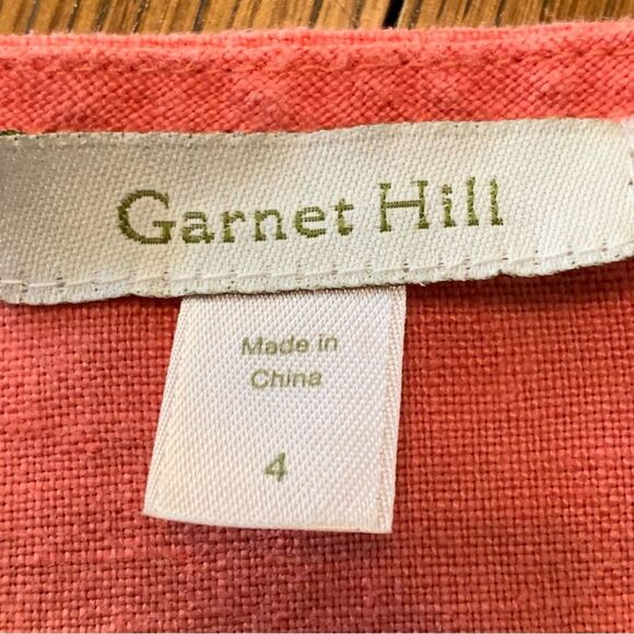 Garnet Hill Linen Dress Women’s 4 Orange Sleeveless Scoop Neck Relaxed. - Picture 7 of 13